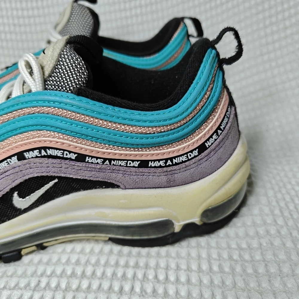 Nike Air Max 97 'Have a Nike Day' Purple White Black Coral Sneaker Youth Size 6Y